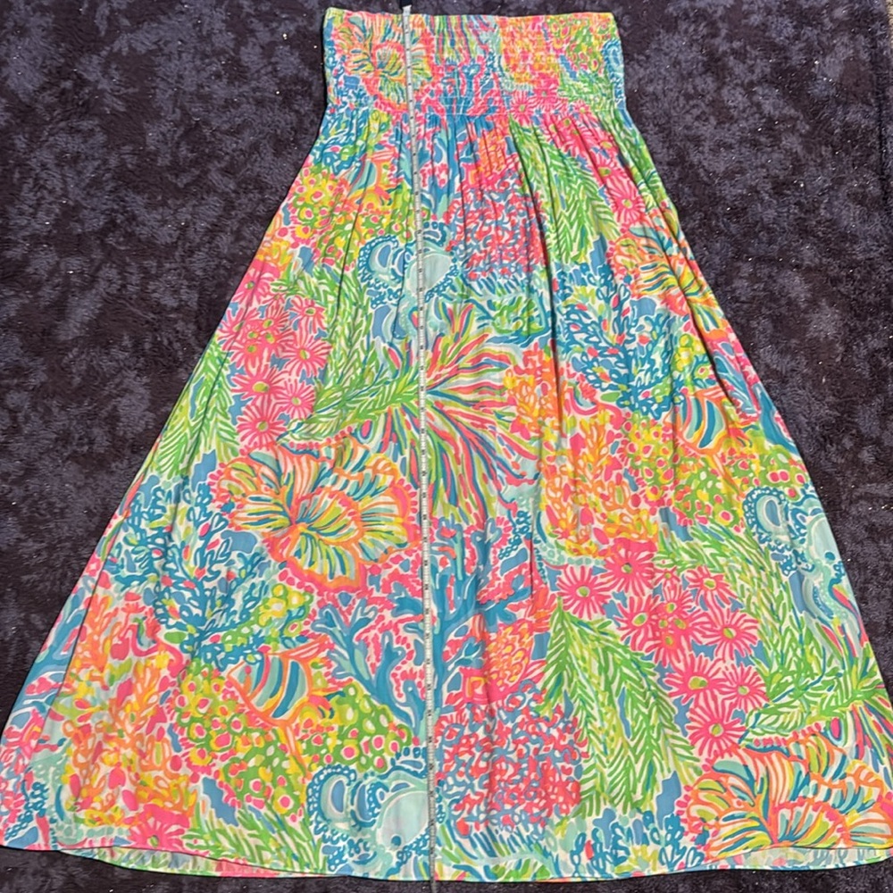 Lilly Pulitzer sz Medium Bodhi Maxi Skirt Lovers Coral /Strapless Dress - Picture 9 of 13